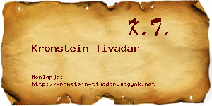 Kronstein Tivadar névjegykártya